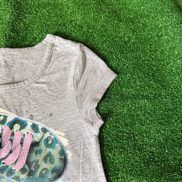 Justice Cap Sleeve Sneaker Graphic Heather Gray Tunic Style T-Shirt  Size 8 - Picture 5 of 14